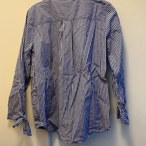 Blue and white striped button down shirt